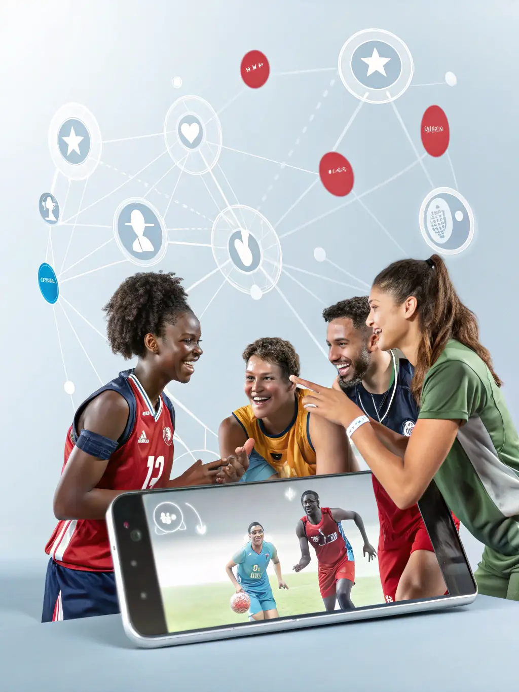 A group of diverse individuals participating in a FLASH'BALL SPORT training session, showcasing teamwork and active engagement.
